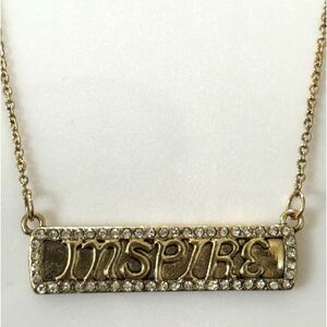 INSPIRE Bar Charm Sign With Rhinestones  Pendant Necklace